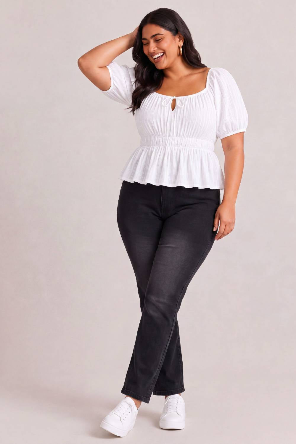 Plus Size Plus Size Black Light Fade Straight Fit Jeans