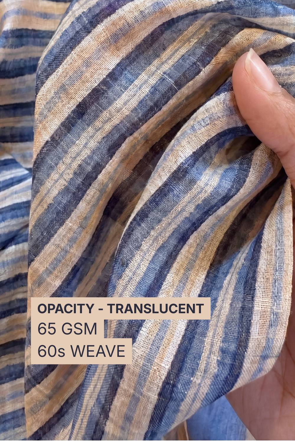 Buy Indigo Stripes Cotton Blend Fabric 56 Inches Width