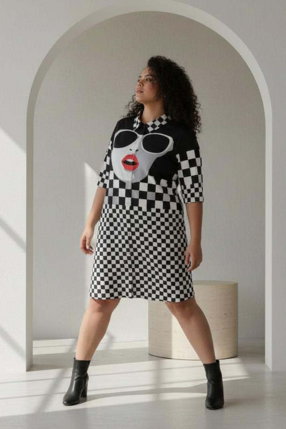 Bold Face Shirt Dress