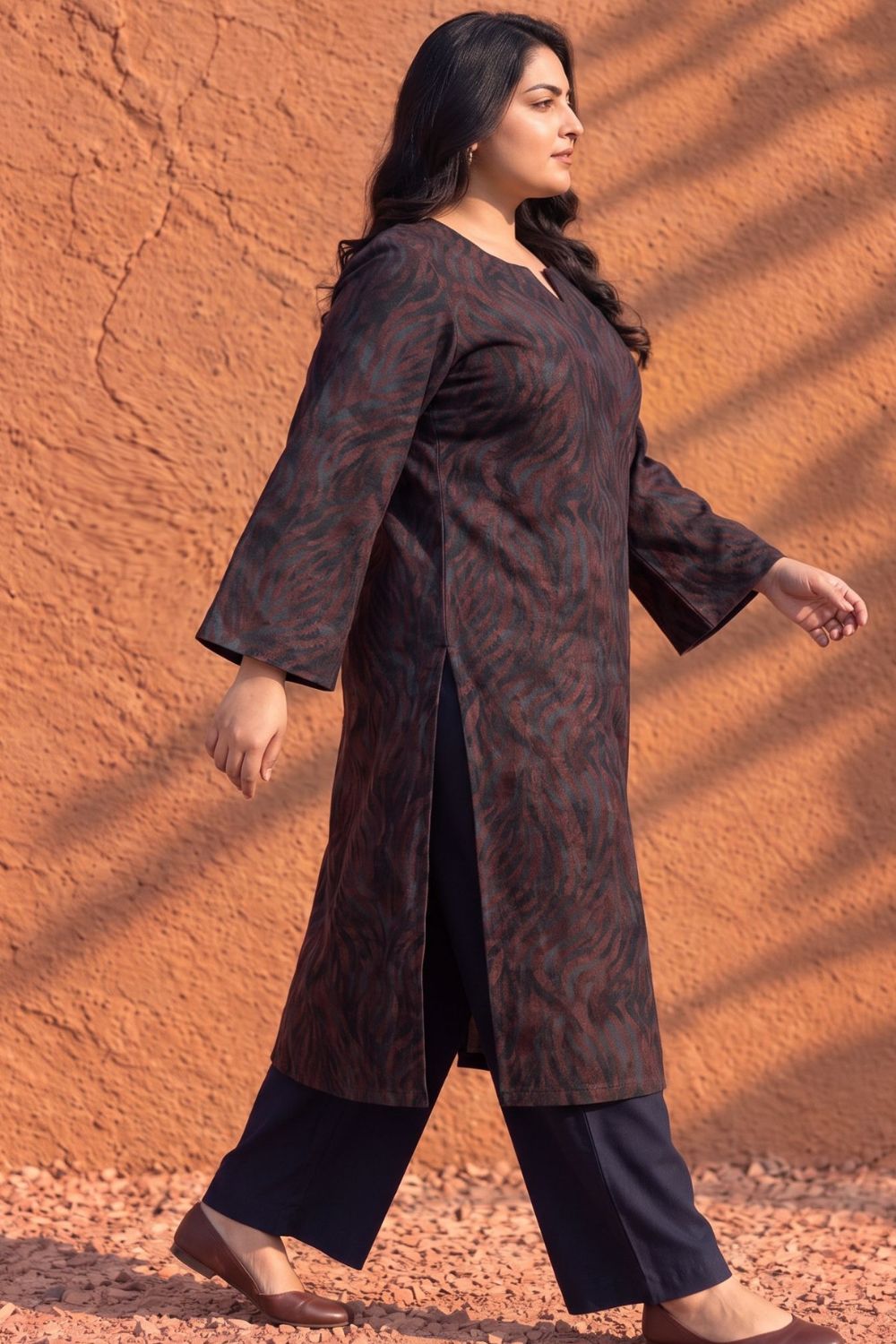 Plus Size Abstract Animal Print SnugWeave™  Kurta