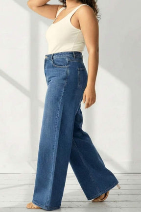 Plus Size Wide Leg Vintage Blue Jeans