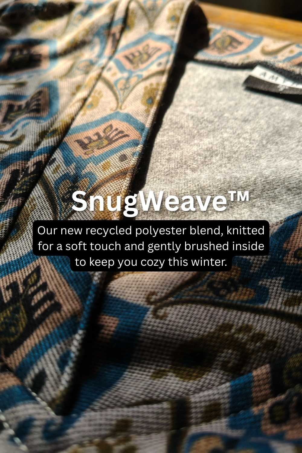 Plus Size Black Floral Borders SnugWeave™ Winter Kurta