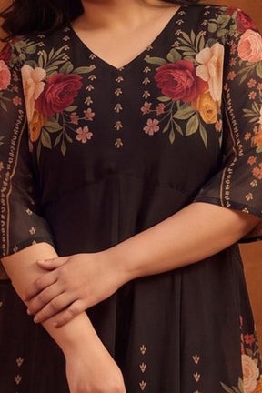 Plus Size Floral Elegance Print Georgette Anarkali Dress