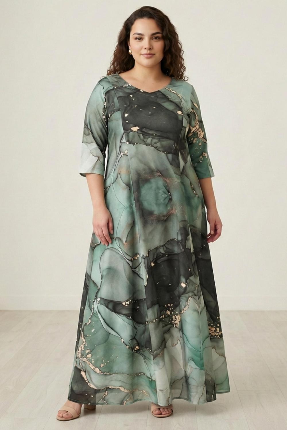 Green Golddust Long Dress for Women
