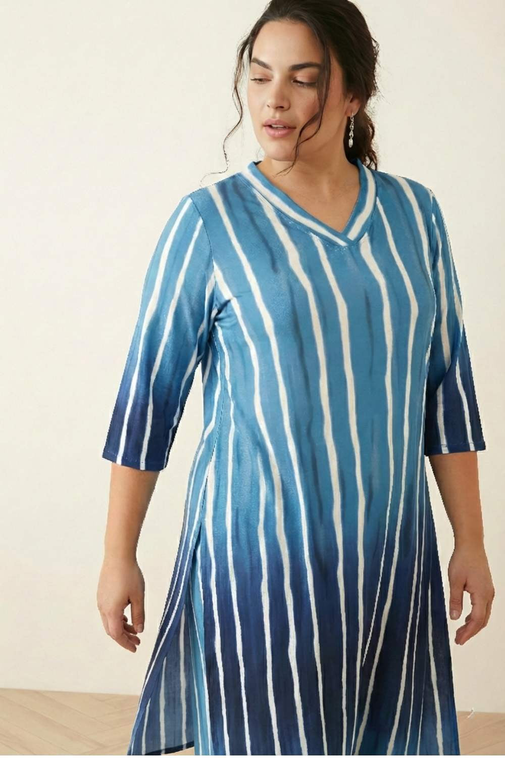 Plus Size Blue Ombre Kurta Coord Set