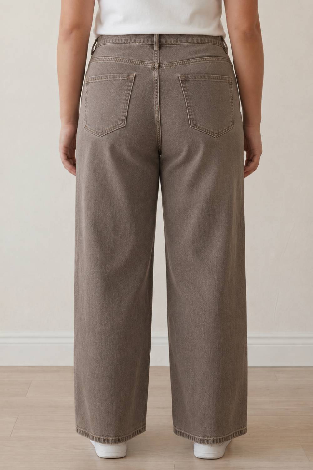 Buy Plus Size Wide Leg Brown Jeans