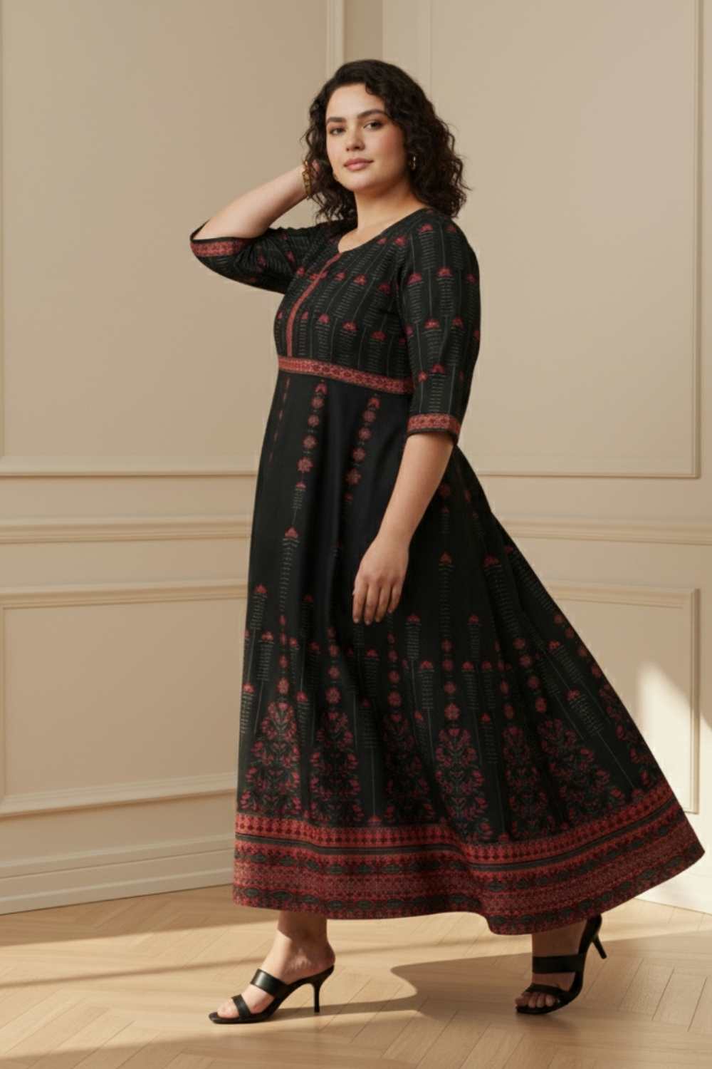 Black Advika Printed Dress