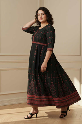 Black Advika Printed Dress