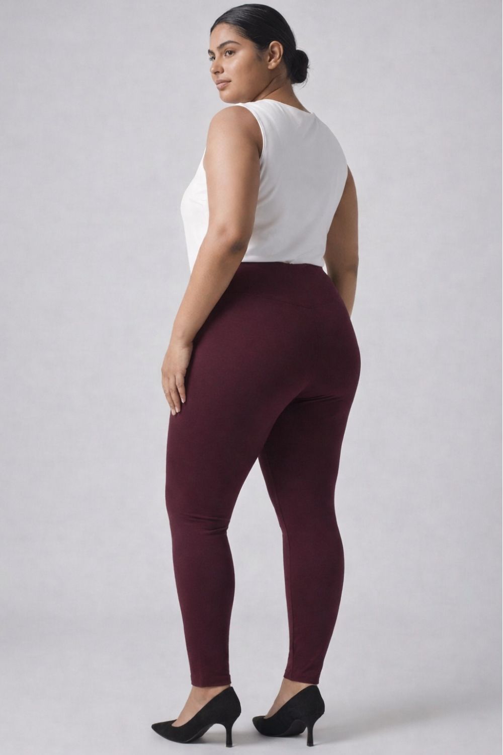 Plus Size Wine Red Tummy Tucker Jeggings