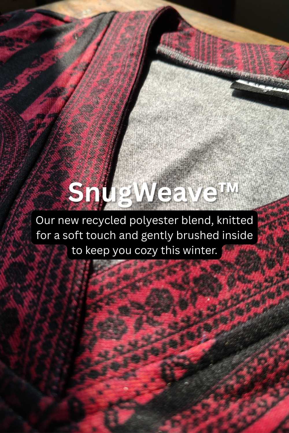 Plus Size Black Red SnugWeave™ Winter Kurta