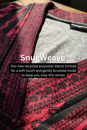 Plus Size Black Red SnugWeave™ Winter Kurta