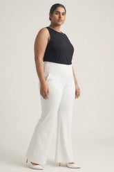Plus Size White Tummy Shaper Boot Cut Pants