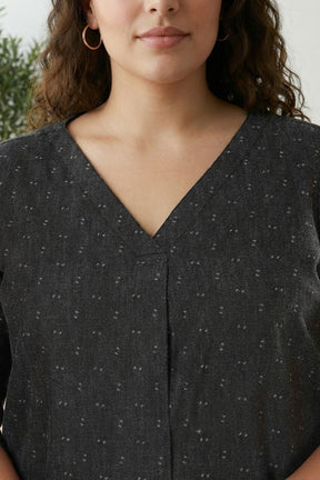 Plus Size Ash Black Denim Cotton Top