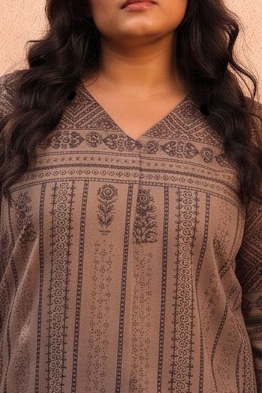 Plus Size Ethnic Print Tunic Top for Women