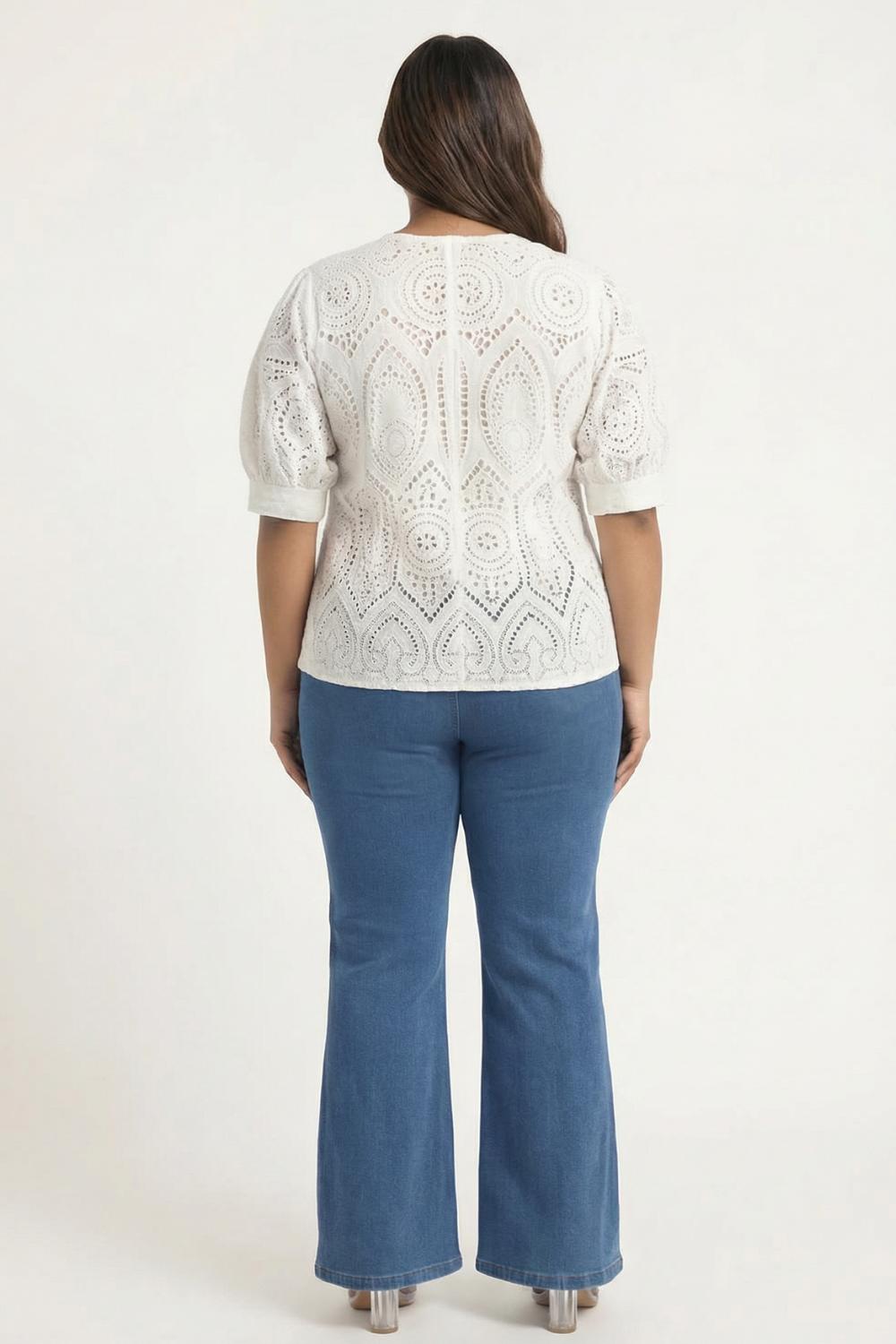 Comfortable Plus Size Bermuda Blue Flare Jeans