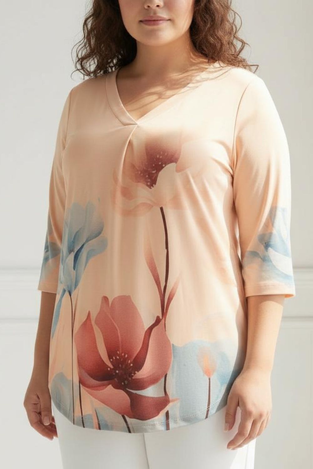 Floral Border Plus Size Top