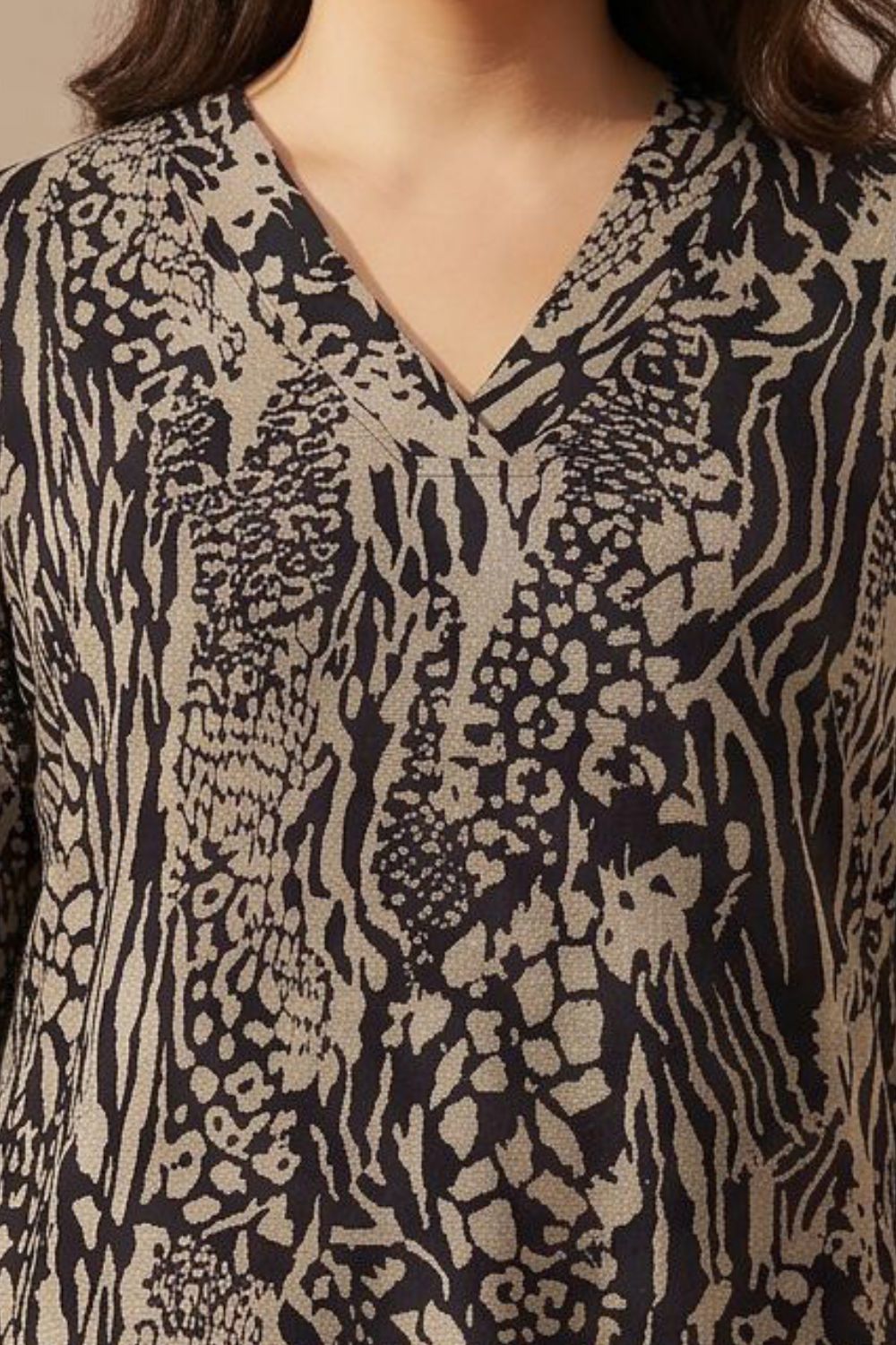 Plus Size Animal Print  SnugWeave™  Straight-Fit Kurta