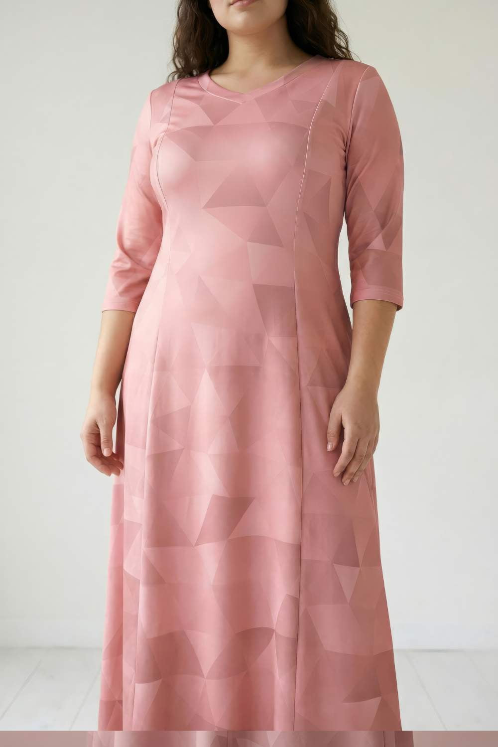 Salmon Prism Printed Maxi Dress