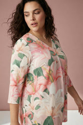 Plus Size Light Pink Floral Centre Pleat Top