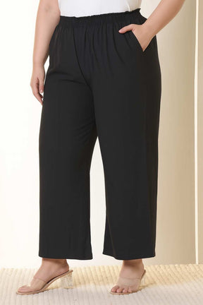 Plus Size Black Cotton Linen Shirt Coord Set