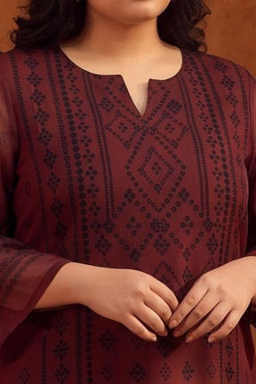 Plus Size Ethnic Motif Straight Georgette Kurta