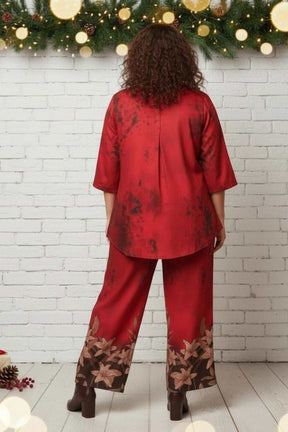 Plus Size Red Casa Print Coord Set