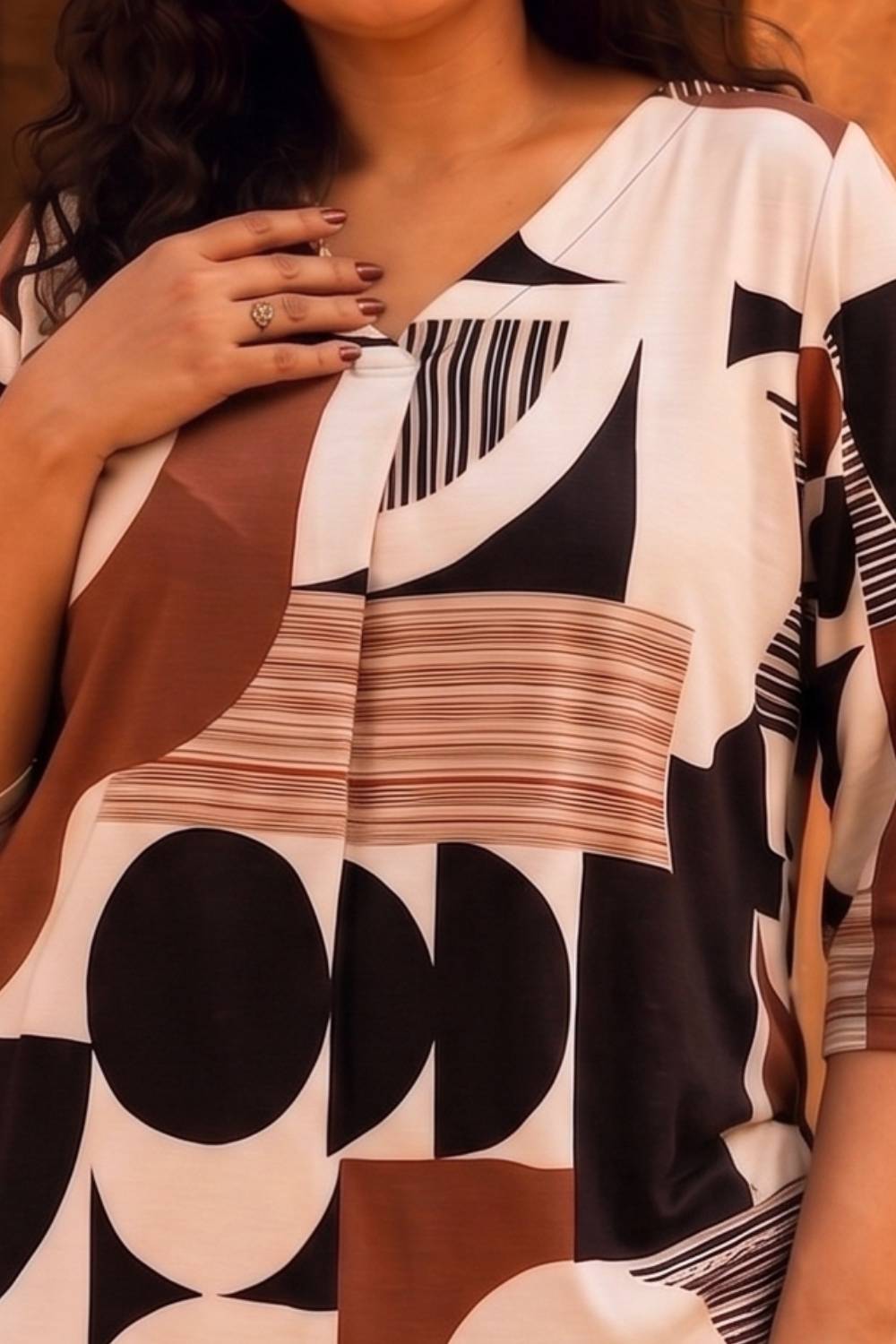 Plus Size Plus Size Abstract Geometric Print Top