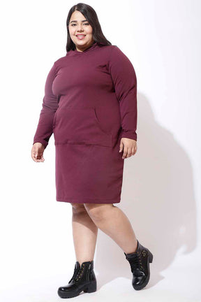 Plus Size Wine Sweatshirt Hoodie Winter Dress