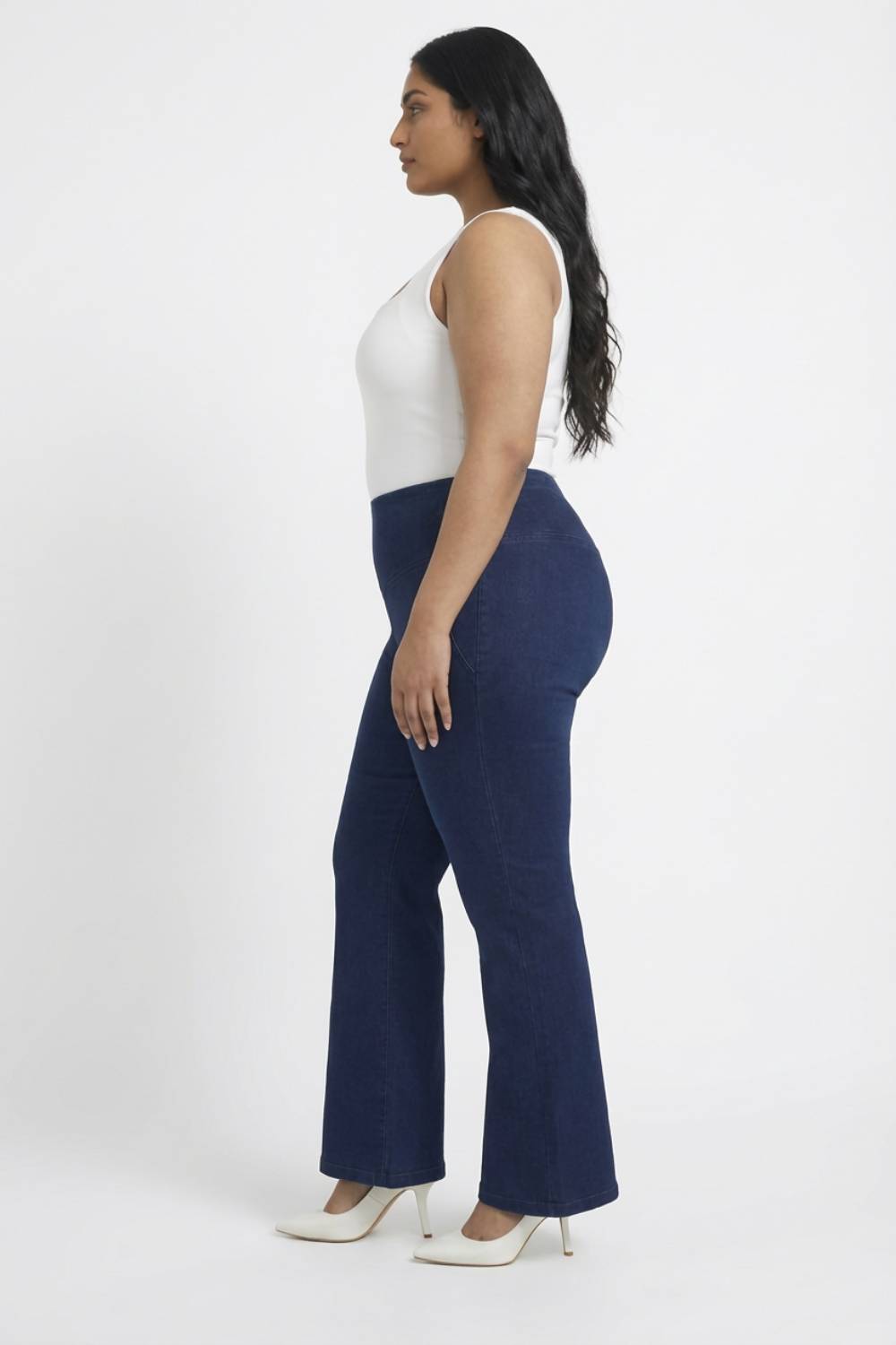Plus Size Navy Blue Flare Jeans
