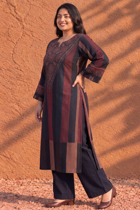 Plus Size Striped Printed SnugWeave™  Kurta