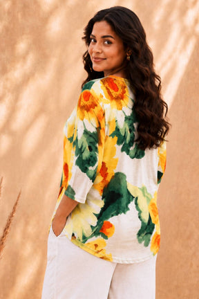 Plus Size Sunflower Grace Yellow Print Top