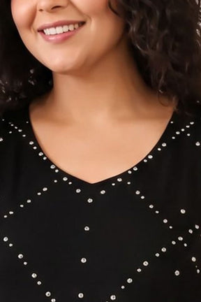 Plus Size Black Bandhej Print Midi Dress