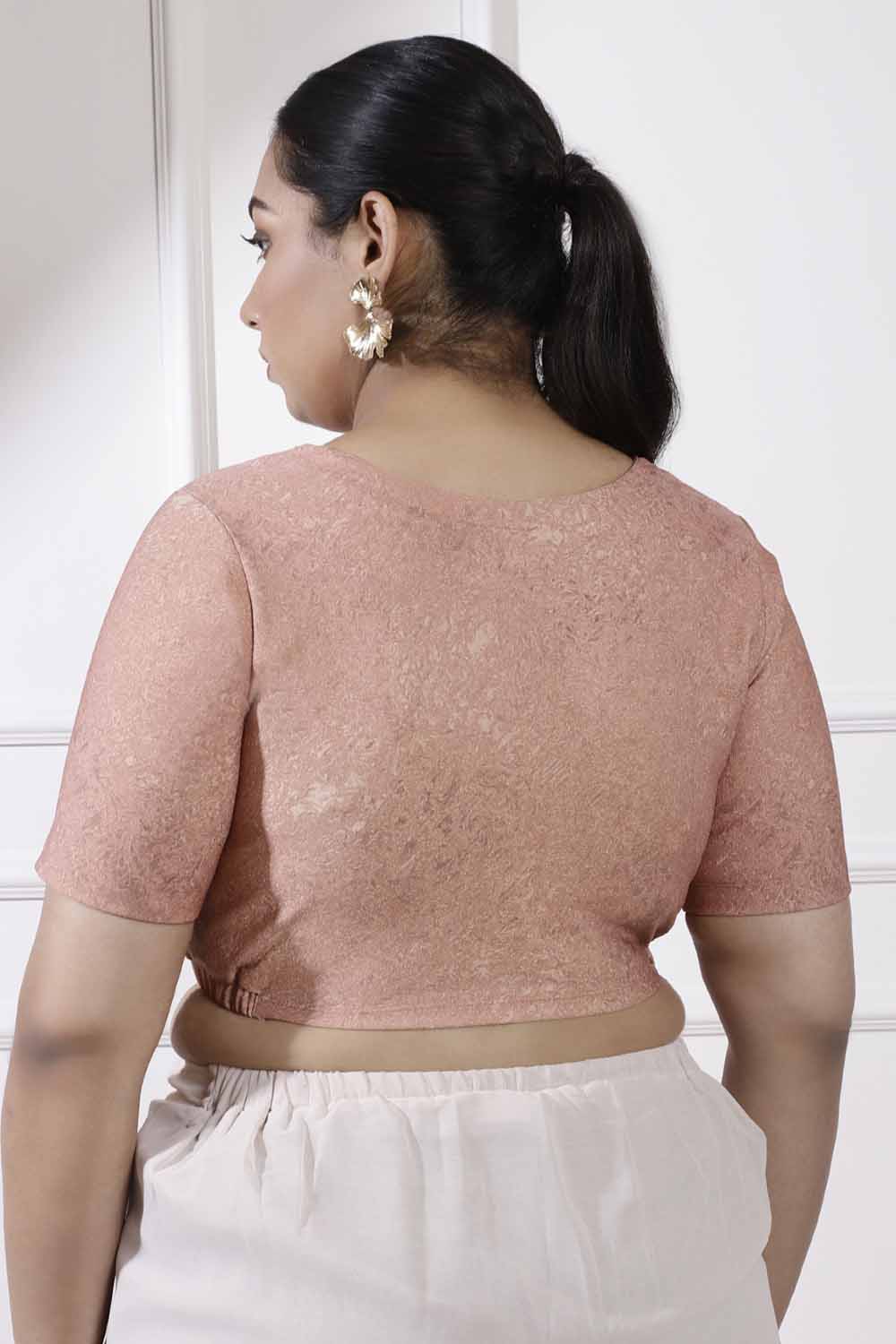 Plus Size Rose Shimmer Readymade Blouse for Women