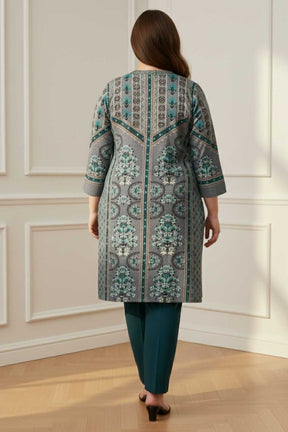 Plus Size Blue Grey SnugWeave™ Winter Kurta