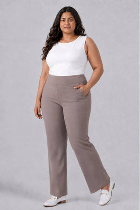 Taupe Tummy Shaping Wide Straight Pants