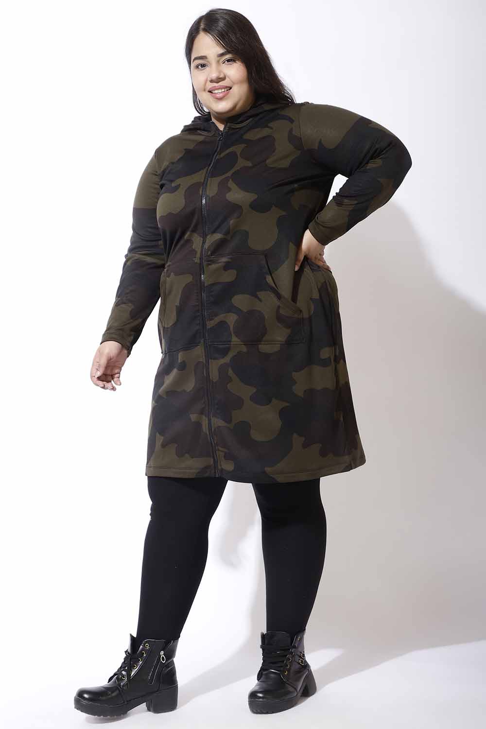 Olive Camouflage Jacket Dress for Women