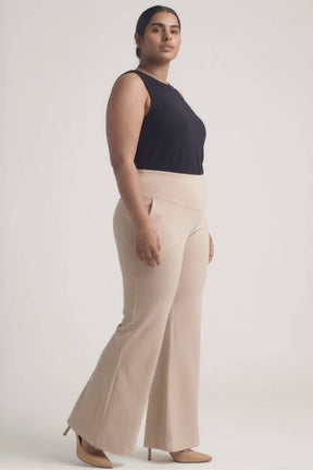 Plus Size Cream Tummy Shaper Flare Pants