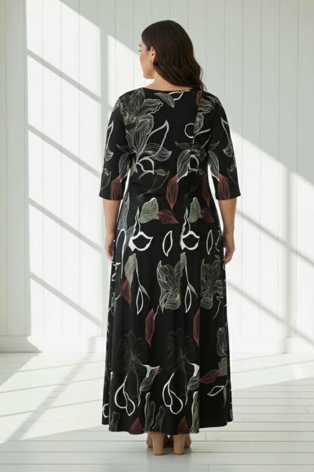 Black Floral Plus Size Dress for Women