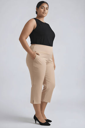 Cream New Fit Tummy Tucker Crop Pants