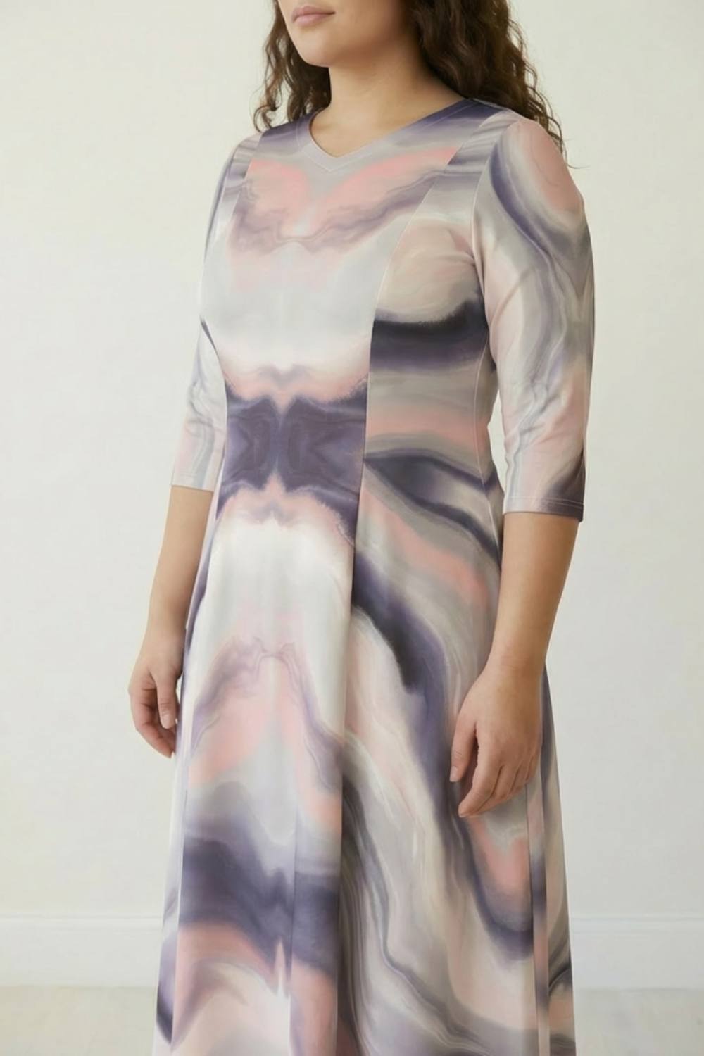 Pink Marbel Printed Dress