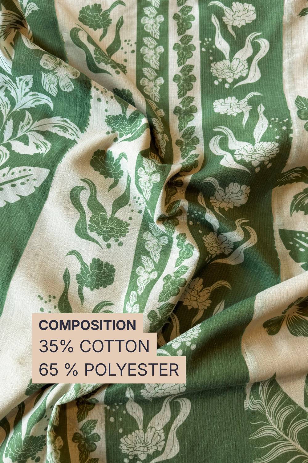 Plus Size Sage Green Botanical Panel Cotton Blend Fabric 56 Inches Width