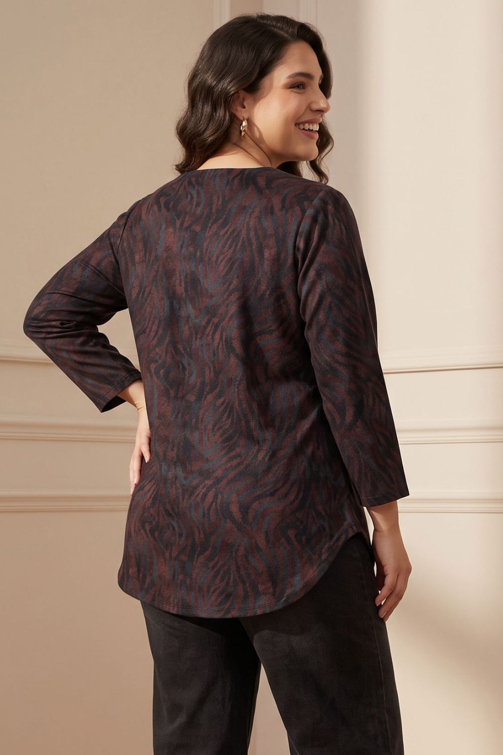 Plus Size Plus Size Abstract Animal Print  SnugWeave Winter Top