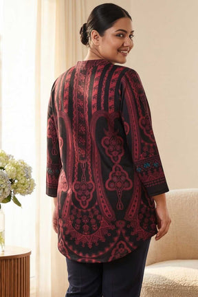 Plus Size Black Red SnugWeave™ Winter Top