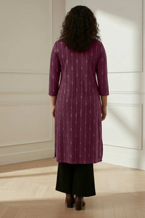 Plus Size Deep Red SnugWeave™ V Neck Kurta