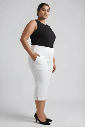 White Tummy Tucker Crop Pants