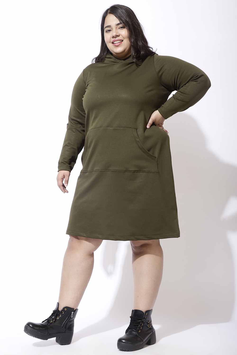 Plus Size Plus Size Olive Sweatshirt Hoodie Winter Dress