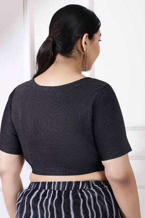 Plus Size Black Shimmer Readymade Blouse