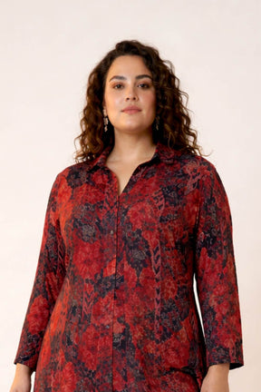 Plus Size Black Tropical Print Coord Set