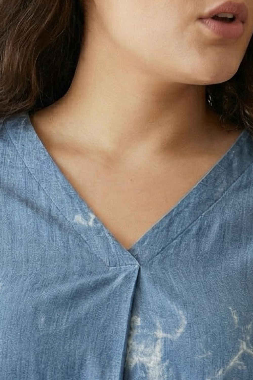 Plus Size Plus Size Denim Cotton Top Marble Wash