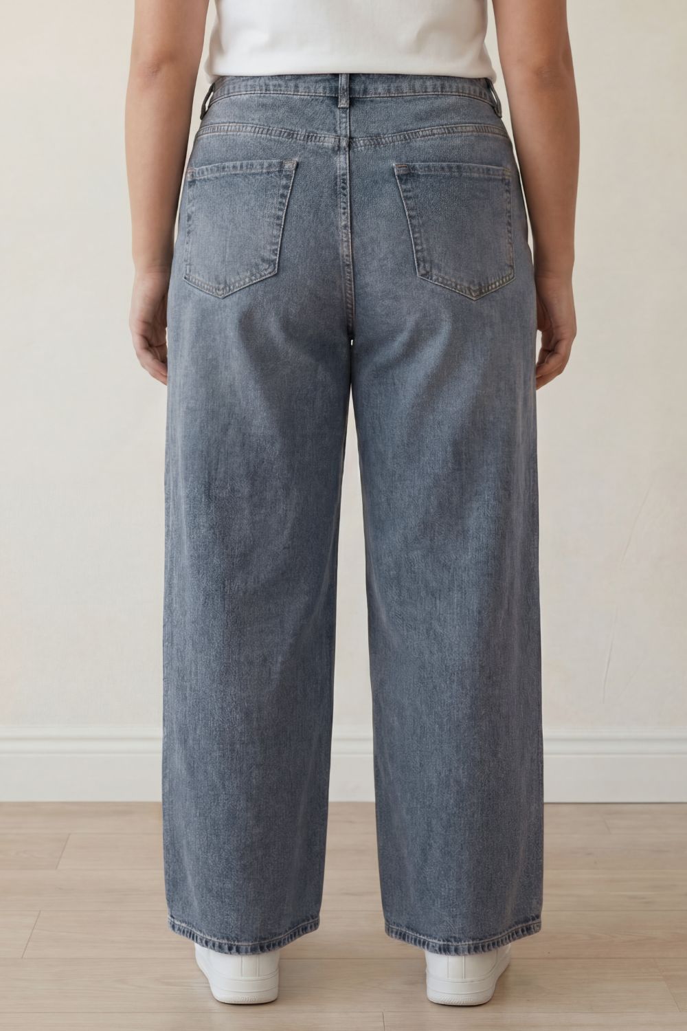 Plus Size Plus Size Wide Leg Frosted Indigo Jeans